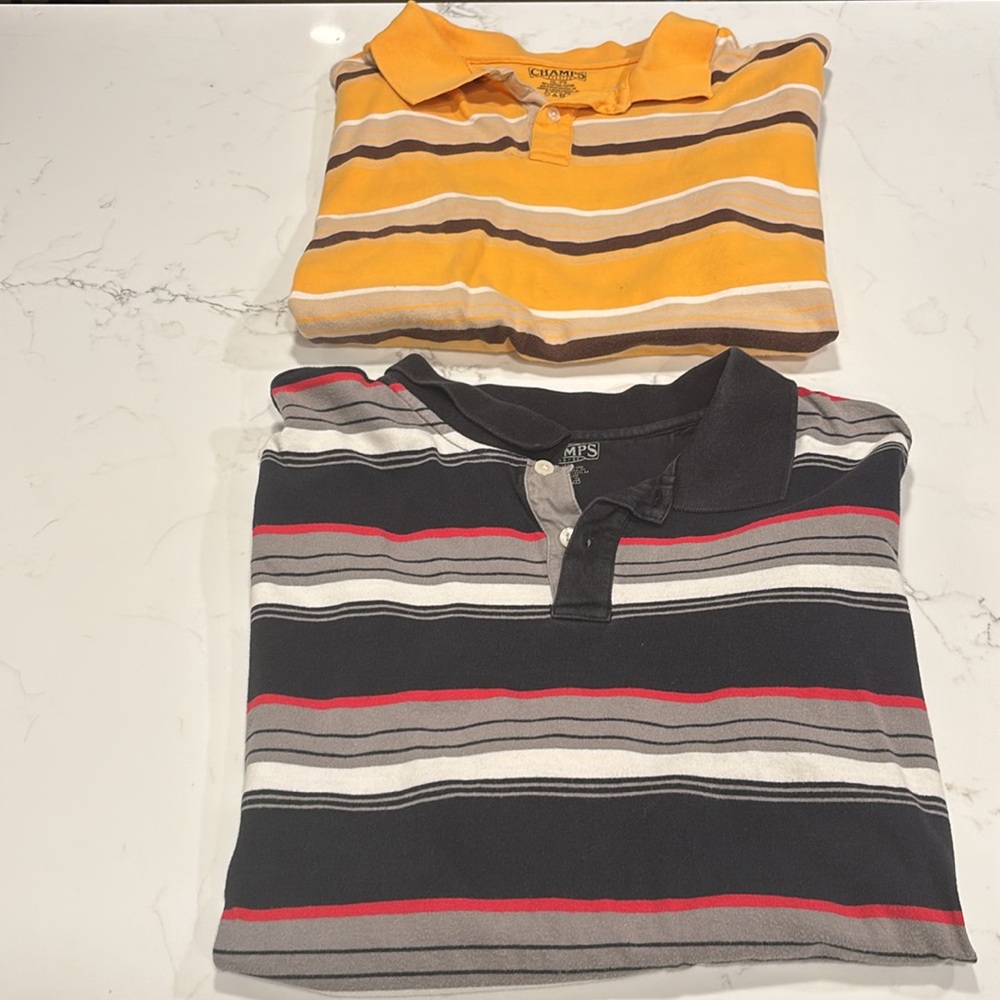 Chaps Yellow and Black Striped Polo Shirts